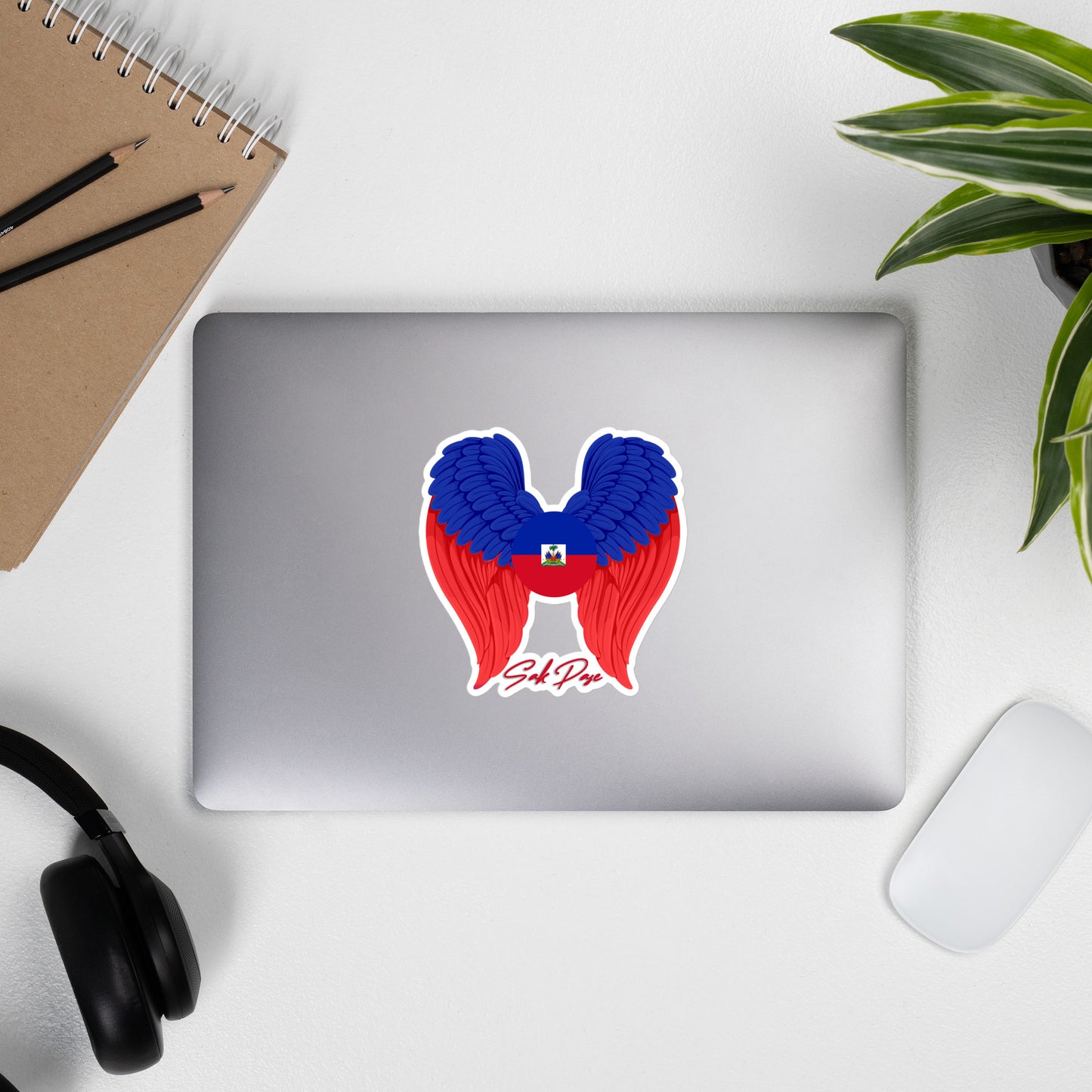 Haitian Flag with wings Bubble-free stickers