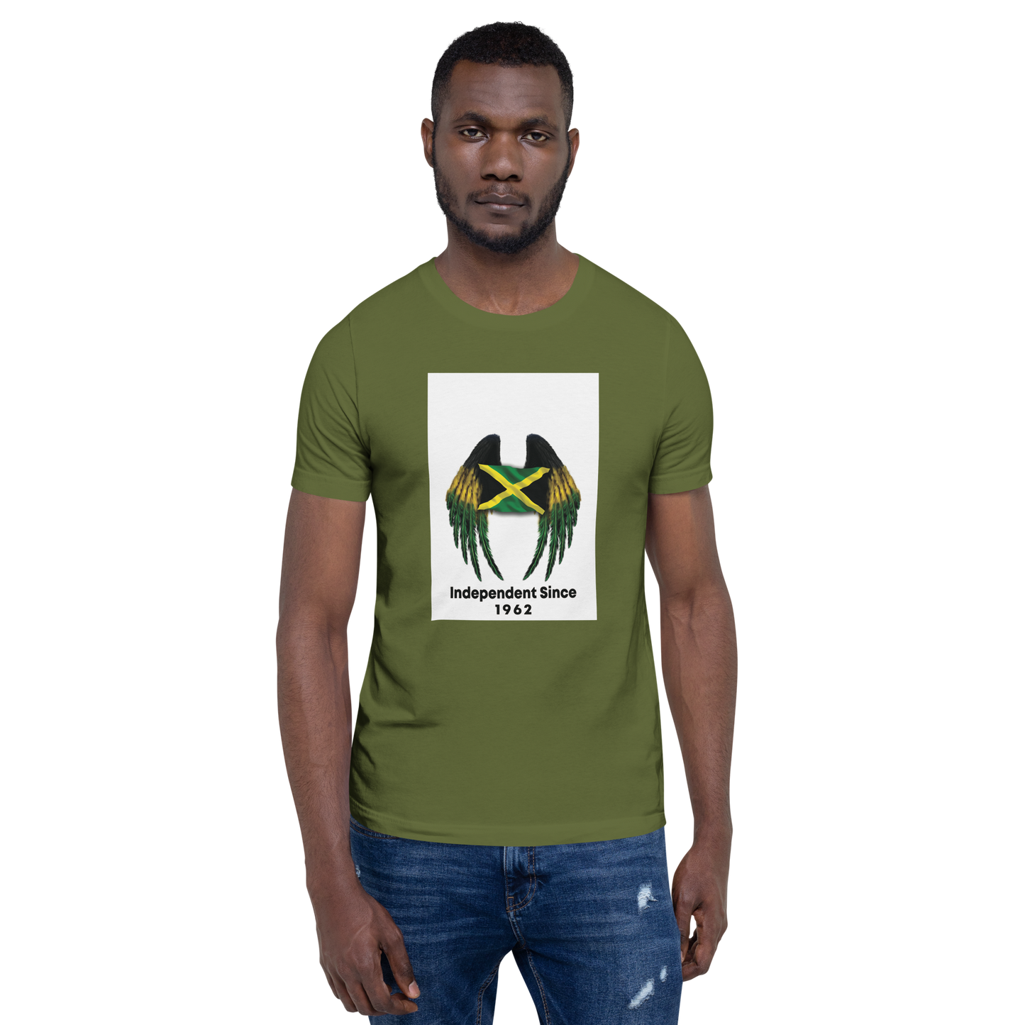 Jamaican Flag Wings with background Short-Sleeve Unisex T-Shirt