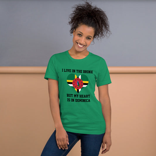 Dominica Heart in the Bronx Unisex t-shirt
