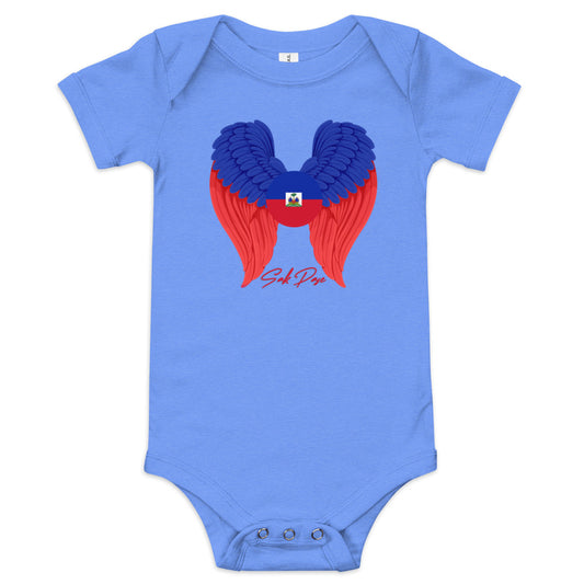 Haitian Flag with Wings Baby short sleeve one piece