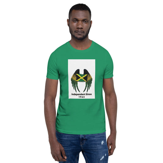 Jamaican Flag Wings with background Short-Sleeve Unisex T-Shirt